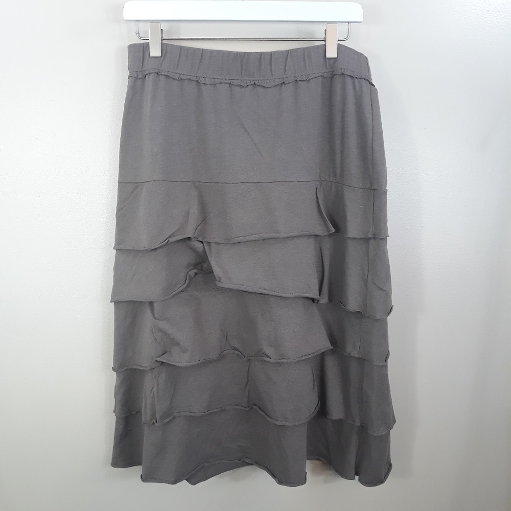 Matilda Jane Brown Layered Ruffle Midi Skirt Sz L